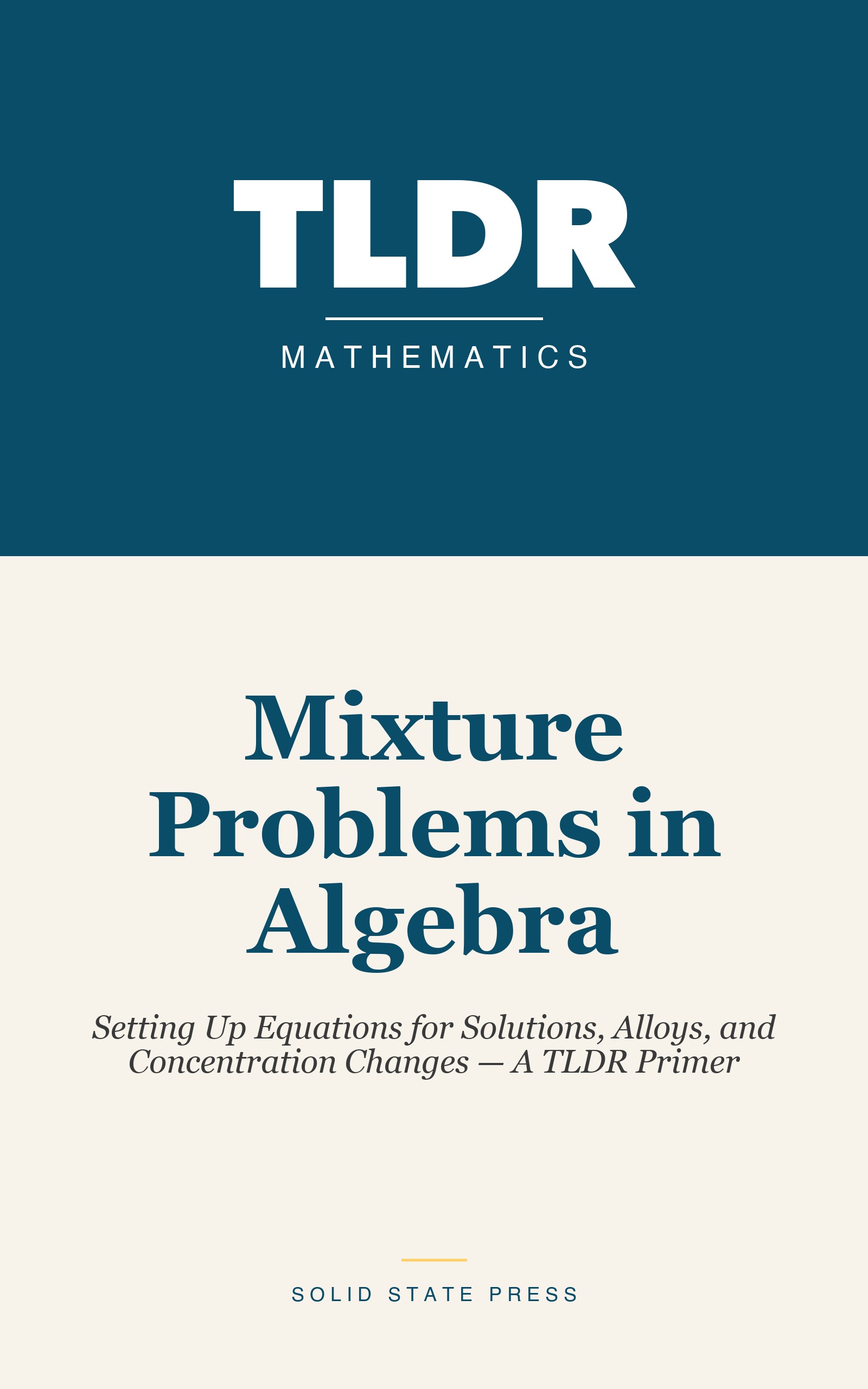 Mixture Problems in Algebra cover